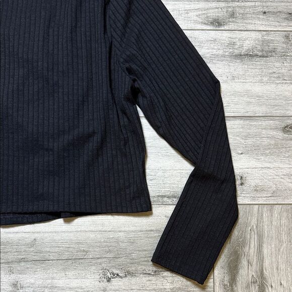 ASOS Curve Elegant Black Ribbed Long Sleeve Top - Picture 6 of 6